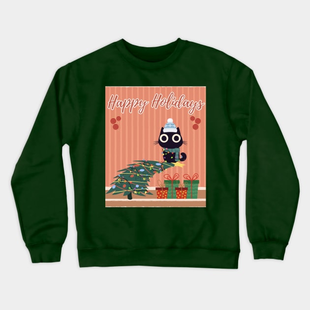 Happy Meowlidays Crewneck Sweatshirt by Binsy